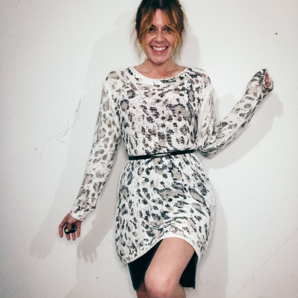 Cheetah print sweater dress